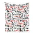 thumbnail image 1 of Valentines Soft Flannel Fleece Throw Blanket, Hand Drawn Love Lettering Doodle Style Design with Brush Stroke Effect, Cozy Plush for Indoor and Outdoor Use, 70" x 90", Black Red White, by Ambesonne, 1 of 5