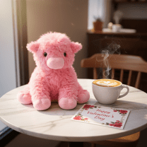 Valentines Special Pink Cow Plush: 20 Inch Large Highland Cow Stuffed Animal with Cute Horns