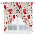 thumbnail image 1 of Valentines Swag Valances for Windows, Kitchen Curtains 36 Inch Length 2 Panels Set, Pink Red Love Heart Green Botanical Spring Short Curtains for Small Windows Rod Pocket Cafe Curtains Drapes 28"x36", 1 of 8