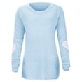 thumbnail image 1 of Valentines Sweaters for Women Solid Color Crewneck Knit Sweater Heart Elbow Patches Long Sleeve Soft Pullover Jumper Top Fall Winter Sky Blue XXL, 1 of 8