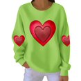 thumbnail image 1 of Valentines Sweatshirt Womens Cute Love Heart Graphic Print Pullover Casual O Neck Long Sleeve Holiday Tops Green M, 1 of 4