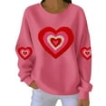 thumbnail image 1 of Valentines Sweatshirt Womens Cute Love Heart Graphic Print Pullover Casual O Neck Long Sleeve Holiday Tops Hot Pink L, 1 of 4