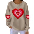 thumbnail image 1 of Valentines Sweatshirt Womens Cute Love Heart Graphic Print Pullover Casual O Neck Long Sleeve Holiday Tops Khaki S, 1 of 4