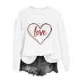 thumbnail image 1 of Valentines Sweatshirt for Women Funny Love Heart Graphic Shirts Casual Crewneck Holiday Pullover Long Sleeve Tops (L, White), 1 of 4