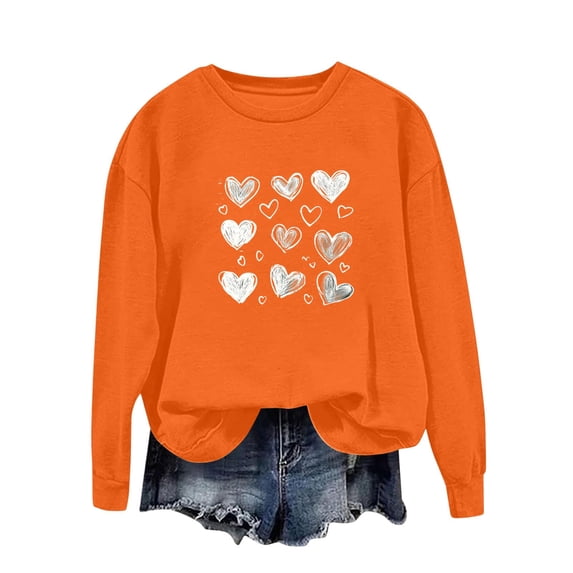 Valentines Sweatshirts For Women Crewneck Pullovers Love Heart Graphic Long Sleeve Sweat Shirt Cute Sweatshirt Tops