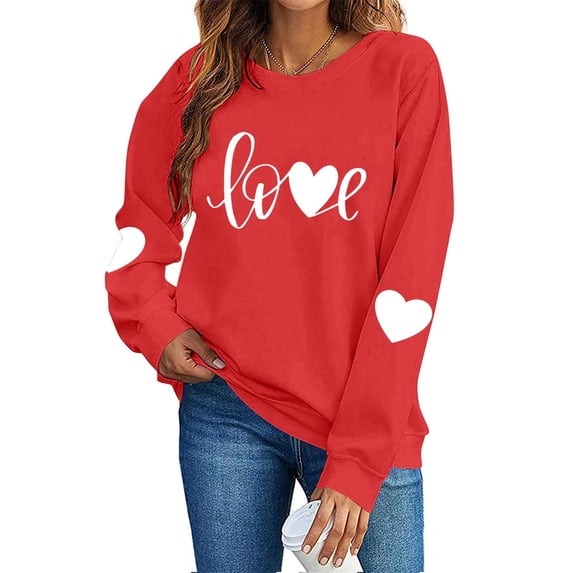 Valentines Sweatshirts For Women Crewneck Pullovers Love Heart Graphic Sweat Shirt Cute Sweatshirt Long Sleeve Tops