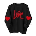 thumbnail image 1 of Valentines Sweatshirts for Women Long Sleeve Crew Neck Love Heart Printed T-Shirt Casual Comfy Pullover Tops (S, Black), 1 of 5