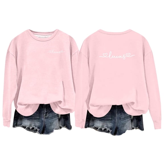 Valentines Sweatshirts for Women Love Heart Crewneck Casual Shirts Long Sleeve Valentine's Day Spring Graphic Sweatshirts Pink XL
