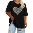thumbnail image 1 of Valentines T Shirts for Women Plus Size Heart Cute Graphic Tee Tops Crew Neck Valentine's Day Gift Shirts, 4XL Black, 1 of 4