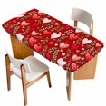thumbnail image 1 of Valentines Table Cloths for 4 Foot Rectangle Tables, Pink Red Love Heart Spring Green Botanical Patio Waterproof Elastic Fitted Tablecloths, Washable Rectangular Table Cover for Camping, 1 of 8