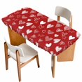 thumbnail image 1 of Valentines Table Cloths for 6 Foot Rectangle Tables, Romantic Red Love Heart Patio Waterproof Elastic Fitted Tablecloths, Washable Rectangular Table Cover for Camping, 1 of 8