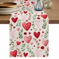 thumbnail image 1 of Valentines Table Runner 72 Inches, Pink Red Love Heart Green Botanical Spring Bed Runner Dresser Scarves Tabletop for Indoor Outdoor Parties/Ceremony/Banquet, 13" x 72", 1 of 8
