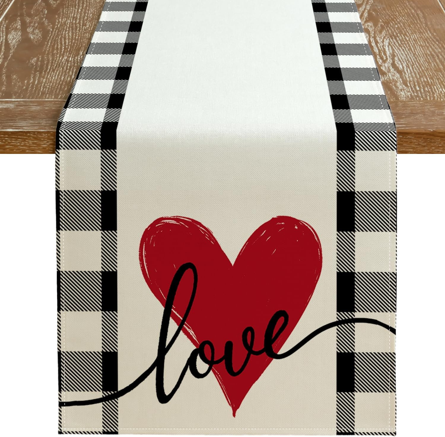 Valentines Table Runner 13x72 Inch - Heart Pattern Holiday Decor For Dining Table