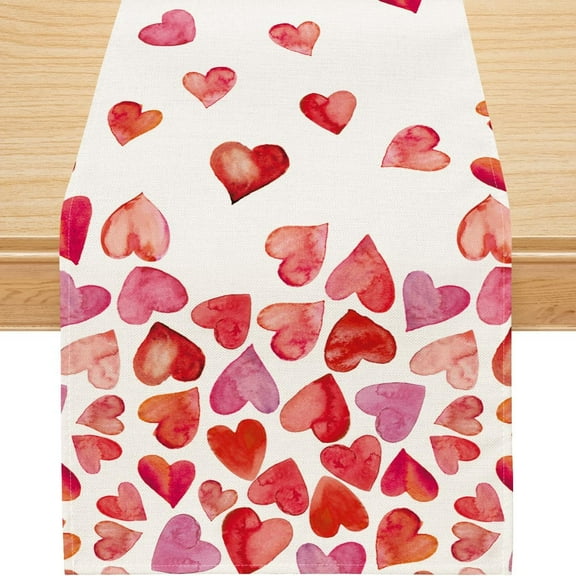 Valentines Table Runner, Valentines Day Decorations Love Heart Valentines Runner for Table Seasonal Holiday Decor for Indoor Outdoor Dining Table Decorations (13'''' x 36'''')