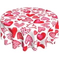 thumbnail image 1 of Valentines Tablecloth Round 60 Inch Pink Red Love Heart Table Cloth,Stain Resistance Polyester Valentine''s Day Table Covers for Kitchen Dining,Small Tablecloth for Party Picnic, 1 of 6