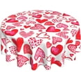 thumbnail image 1 of Valentines Tablecloth Round 60 Inch Pink Red Love Heart Table Cloth,Stain Resistance Polyester Valentine''s Day Table Covers for Kitchen Dining,Small Tablecloth for Party Picnic, 1 of 6