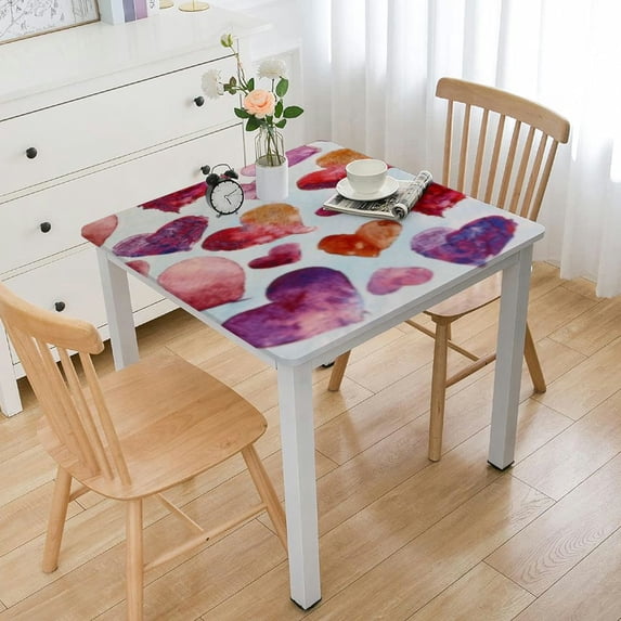 Valentines Tablecloth Square,Colorful Table Cloth,Stain Resistance Polyester Table Covers for Kitchen Dining,Small Tablecloth for Parties Picnic