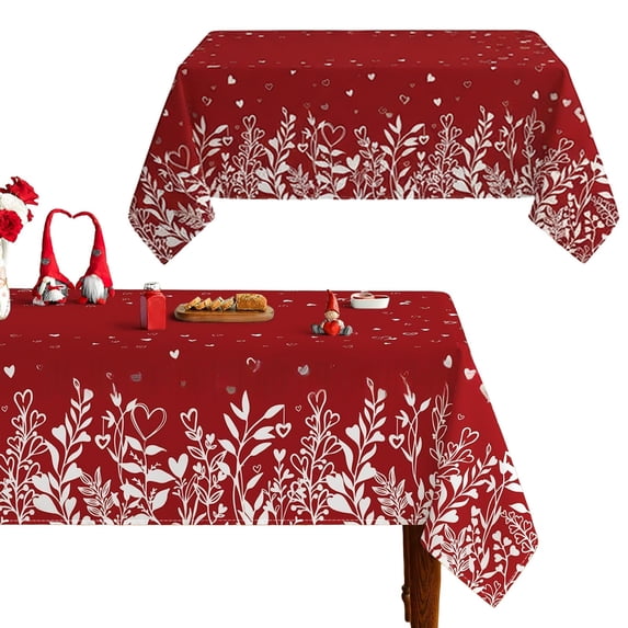 Valentines Tablecloth,Valentines Day Tablecloth Rectangle 52" x 70",Valentine Gnomes & Roses Pink Table Cover for Dining Room,Kitchen,Picnic(#07)