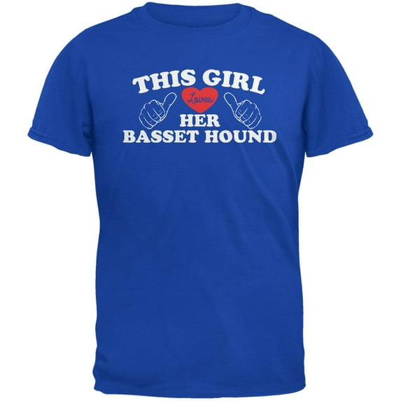 Valentines This Girl Loves Her Basset Hound Royal Adult T-Shirt - X-Large