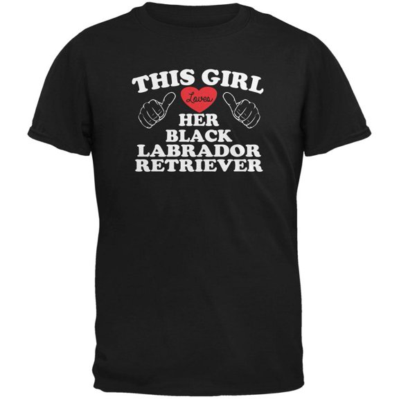 Valentines This Girl Loves Her Black Lab Black Adult T-Shirt - Large