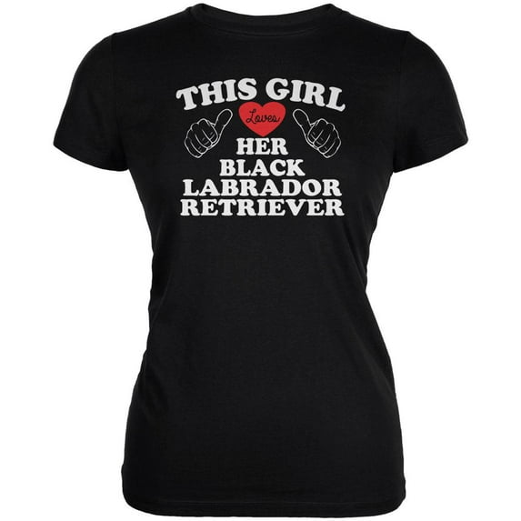 Valentines This Girl Loves Her Black Lab Black Juniors Soft T-Shirt - Medium