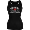 thumbnail image 1 of Valentines This Girl Loves Her Boston Terrier Black Juniors Soft Tank Top, 1 of 1