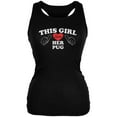 thumbnail image 1 of Valentines This Girl Loves Her Pug Black Juniors Soft Tank Top, 1 of 1