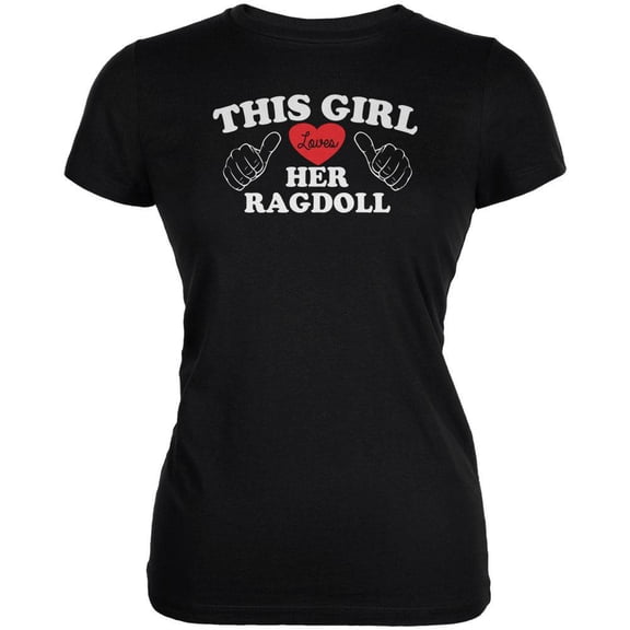 Valentines This Girl Loves Her Ragdoll Black Juniors Soft T-Shirt - 2X-Large