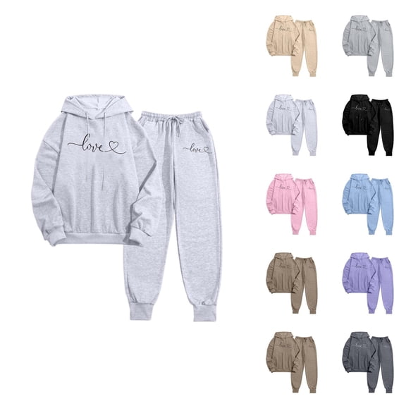 Valentines Track Suits for Women Set Graphic Hoodie and Jogger Sweatpants 2 Piece Matching Sweatsuit Travel Lounge Set