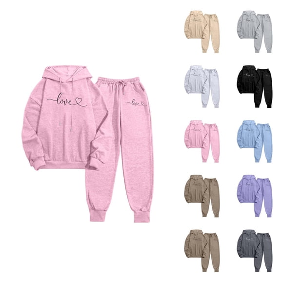 Valentines Track Suits for Women Set Graphic Hoodie and Jogger Sweatpants 2 Piece Matching Sweatsuit Travel Lounge Set