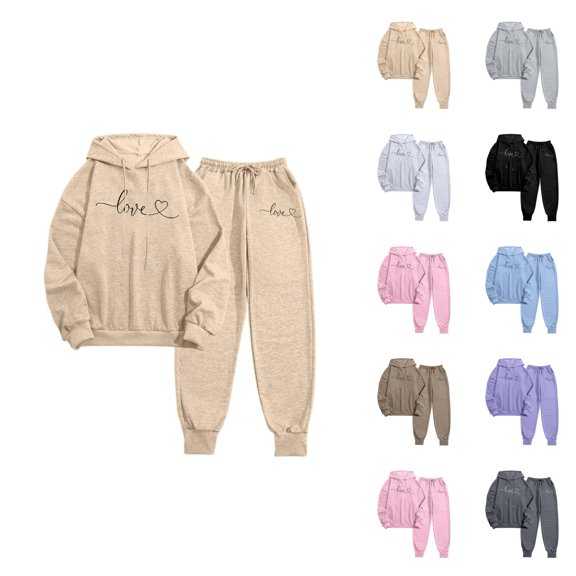 Valentines Track Suits for Women Set Graphic Hoodie and Jogger Sweatpants 2 Piece Matching Sweatsuit Travel Lounge Set