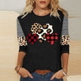 thumbnail image 1 of Valentines Tshirt, Leopard Heart Shirts for Women, 3/4 Sleeve Tops Casual Women Valentine's Day Love Festival Leisure Printed Round Neck Three Quarter Sleeve T-Shirt Loose Top Blouse, 1 of 4