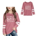 thumbnail image 1 of Valentines Tshirt for Girls Long Sleeve Graphic Tops Crew Neck Casual Pullover Top for Girls 5-6 Years, 1 of 4