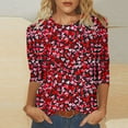 thumbnail image 1 of Valentines Tshirts, Women Heart T Shirt, Ladies 3/4 Length Sleeve Tops Fashion Women's Tees Casual Crewneck 3/4 Sleeved T Shirt Ladies Tops Blouses Shirts, 1 of 5