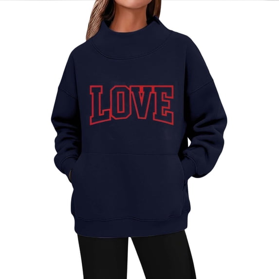 Valentines Turtleneck Sweatshirts For Women Casual Long Sleeve Valentine'S Sweatshirt Love Letter Graphic Sweatshirt
