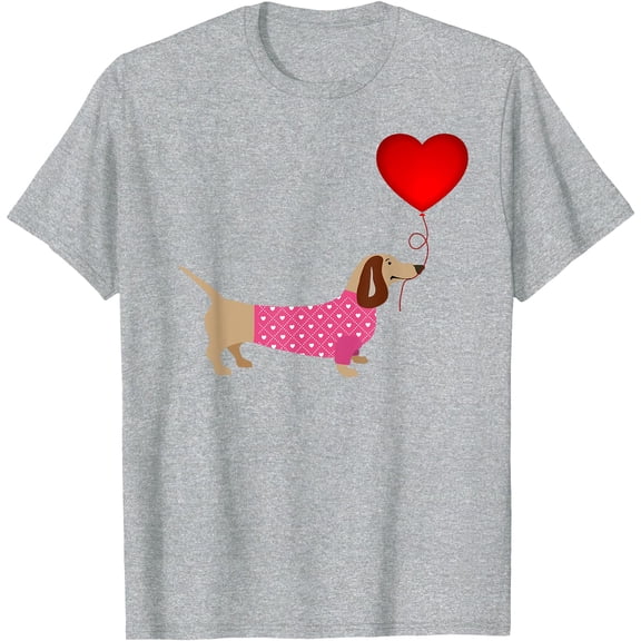 Valentines Weiner Daschund Doxie in Dog Dress Unisex T-Shirt for Men Women Kids Toddler