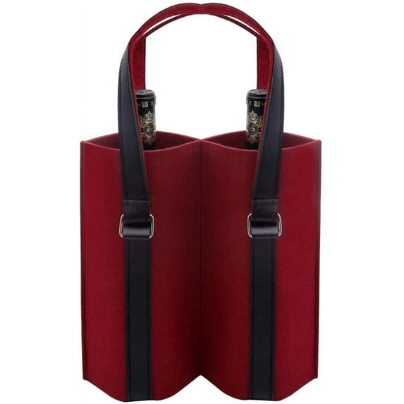 Valentines Wine Bottle Gift Bags, Felt Wine Carrier Tote Bag with Handle for Wedding, Birthday Valentine's Day and Dinner Party Festival Favors (Red)