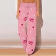 thumbnail image 1 of Valentines Women Comfy Casual Pajama Pants Heart Graphic Print Pjs Relaxed Fit Wide Leg Heart Pj Pants Valentines Day Gifts, 1 of 6
