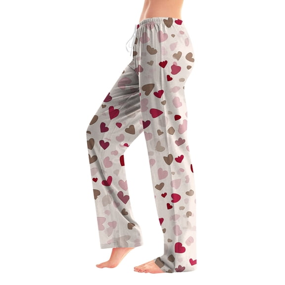 Valentines Women Comfy Casual Pajama Pants Holiday Elastic Waist Cute Valentine's Day Pajama Pants Comfy Drawstring Sleepwear Long Pajamas Pants