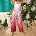 thumbnail image 1 of Valentines Womens Overalls Loose Fit Cute Heart Pattern Baggy Wide Leg Jumpsuits Long Valentines Rompers with Pockets, 1 of 7
