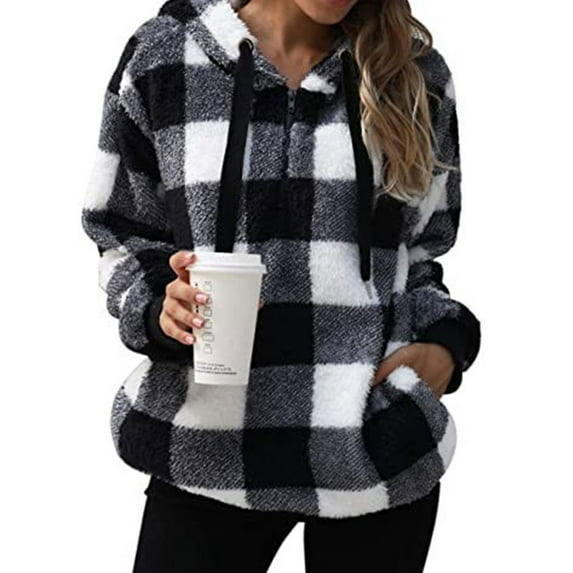 Christmas Womens Sherpa Pullover Fuzzy Fleece Oversized Warm Pullover Hoodies with Pockets Shermie