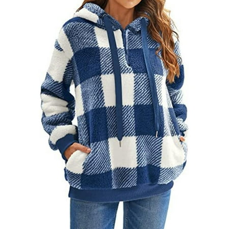 Christmas Womens Sherpa Pullover Fuzzy Fleece Oversized Warm Pullover Hoodies with Pockets Shermie