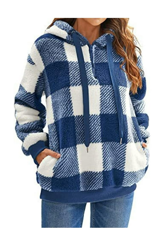 Christmas Womens Sherpa Pullover Fuzzy Fleece Oversized Warm Pullover Hoodies with Pockets Shermie