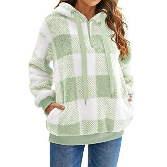 Christmas Womens Sherpa Pullover Fuzzy Fleece Oversized Warm Pullover Hoodies with Pockets Shermie