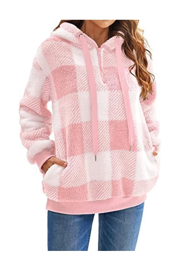 Christmas Womens Sherpa Pullover Fuzzy Fleece Oversized Warm Pullover Hoodies with Pockets Shermie