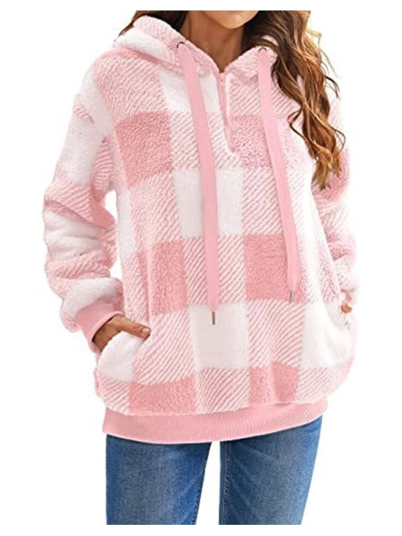 Christmas Womens Sherpa Pullover Fuzzy Fleece Oversized Warm Pullover Hoodies with Pockets Shermie