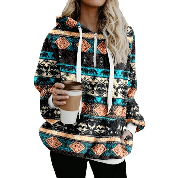 Christmas Womens Sherpa Pullover Fuzzy Fleece Sweatshirt Oversized Hoodies with Pockets Shermie