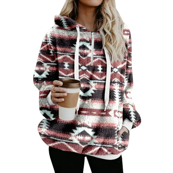 Christmas Womens Sherpa Pullover Fuzzy Fleece Sweatshirt Oversized Hoodies with Pockets Shermie