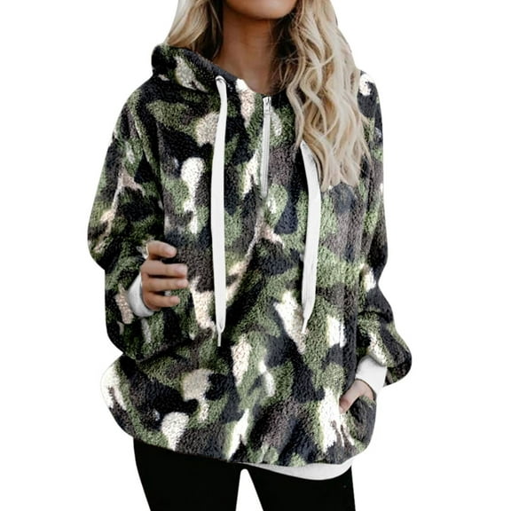 Christmas Womens Sherpa Pullover Fuzzy Fleece Sweatshirt Oversized Hoodies with Pockets Shermie