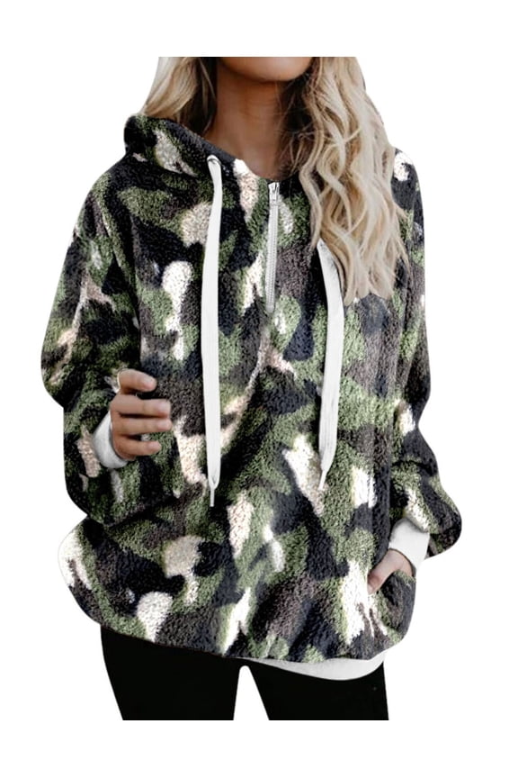 Christmas Womens Sherpa Pullover Fuzzy Fleece Sweatshirt Oversized Hoodies with Pockets Shermie